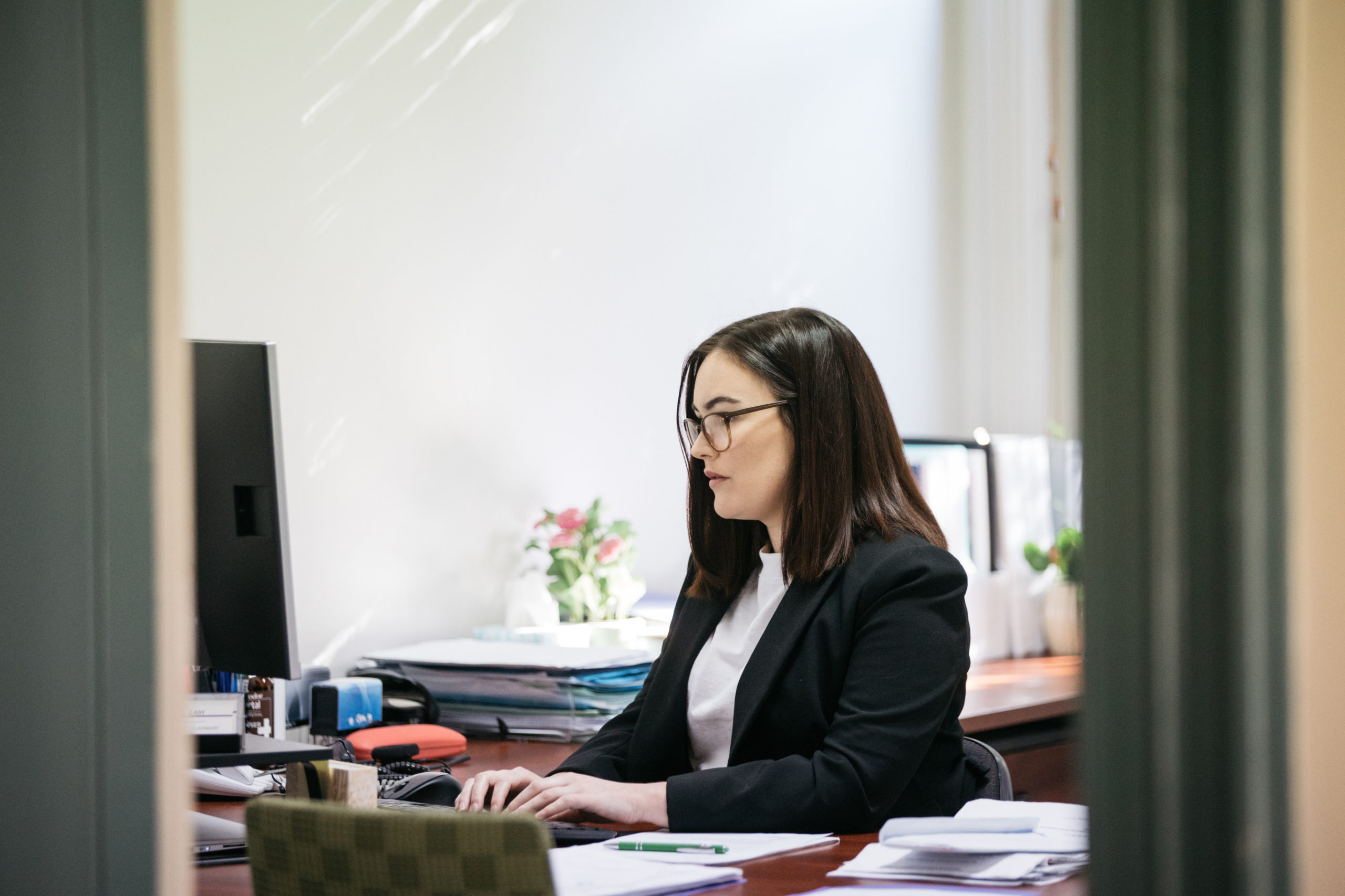 A family lawyer working in her office in Bendigo.